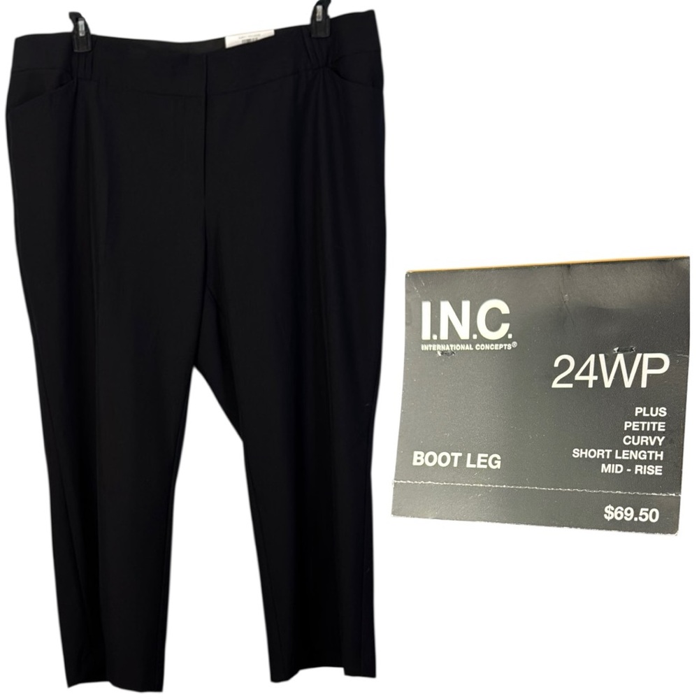 INC International Concepts Pants Black Curvy Bootleg Mid-Rise in Size 24WP  NWT‎